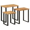 vidaXL Nesting Tables 3 pcs with Live Edge Solid Wood Acacia