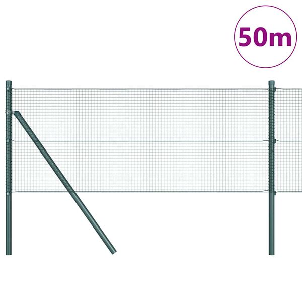 vidaXL Fence Post Green 50 x 0.5 m (16 x 16 mm mesh) Steel and PVC