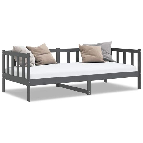 vidaXL Day Bed without Mattress Grey Solid Wood Pine 90x200cm