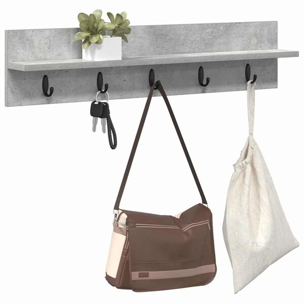 vidaXL Wall-Mounted Coat Rack Concrete Grey 80 x 10.5 x 18 cm