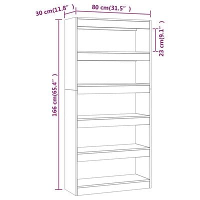 vidaXL Book Cabinet/Room Divider Grey Sonoma 80x30x166 cm Engineered Wood