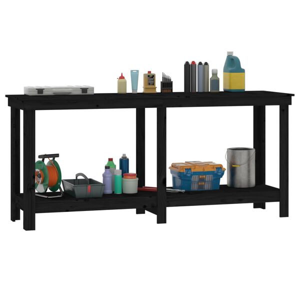 vidaXL Work Bench Black 180x50x80 cm Solid Wood Pine