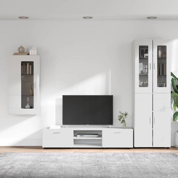 vidaXL TV Cabinet Set with Drawer with Shelf White Engineered Wood