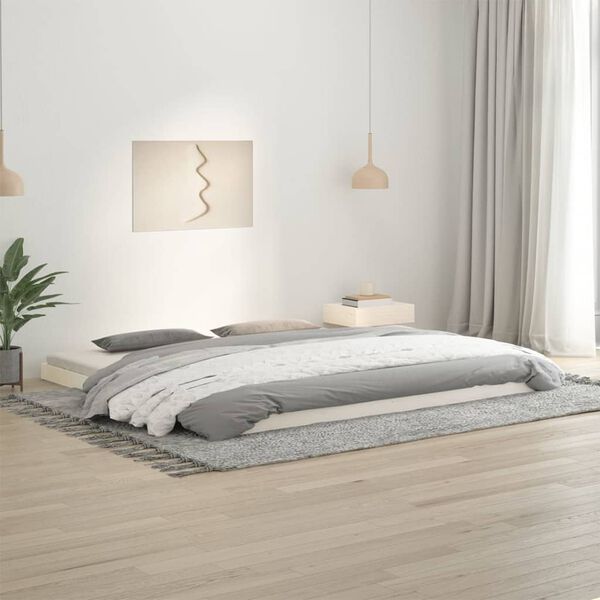 vidaXL Bed Frame without Mattress White 200x200 cm Solid Wood Pine