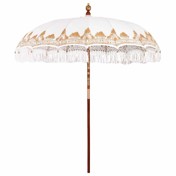 vidaXL Balinese Parasol Cream 215 x 215 x 260 cm Cotton and solid wood