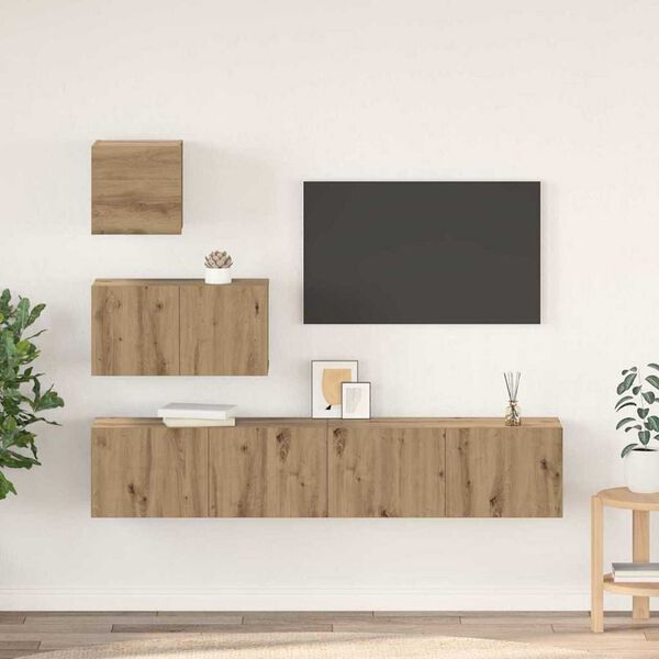 vidaXL TV Cabinet Set Wall-mounted 4 pcs Artisan Oak Engineered Wood