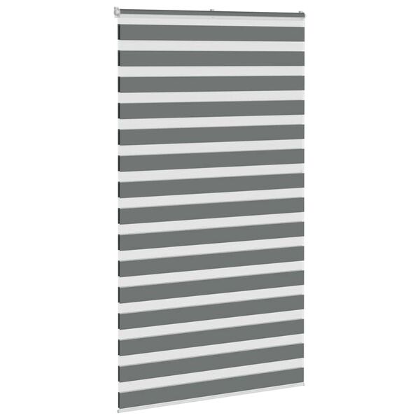 vidaXL Zebra Blind Dark Grey 130x230 cm Fabric Width 125.9 cm Polyester