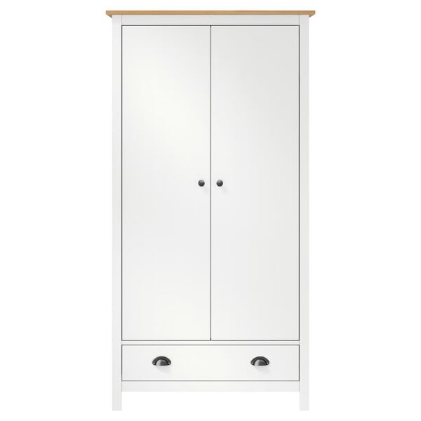 vidaXL 2-Door Wardrobe Hill White 89x50x170 cm Solid Pine Wood