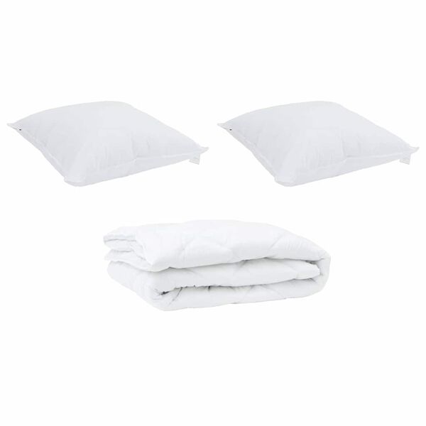 vidaXL Duvet with Pillow 3 pcs White Microfibre