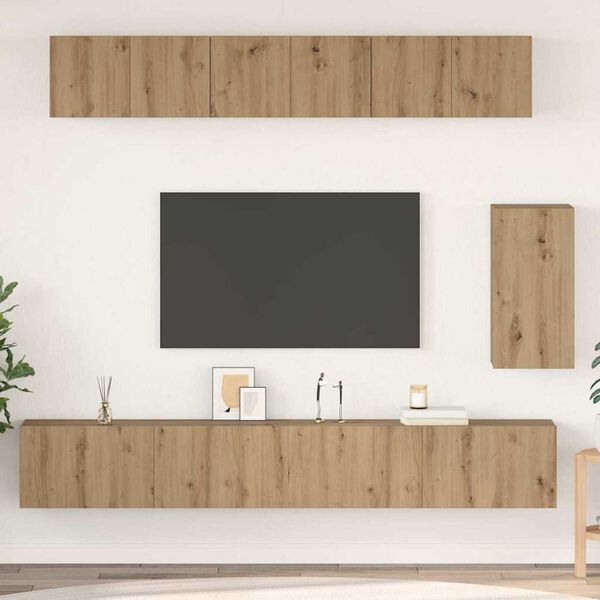 vidaXL TV Cabinet Set Wall-mounted 6 pcs Artisan oak Engineered wood