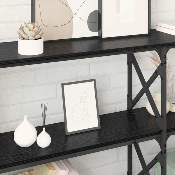 vidaXL Console Table Black Oak 156 x 28 x 80.5 cm Engineered Wood