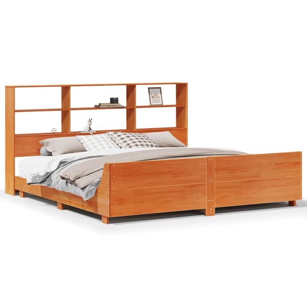 vidaXL Bed Frame without Mattress Wax Brown 180x200 cm Super King Solid Wood Pine
