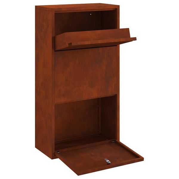 vidaXL Parcel Drop Box Rusty 44 x 22 x 82 cm Weathering Steel