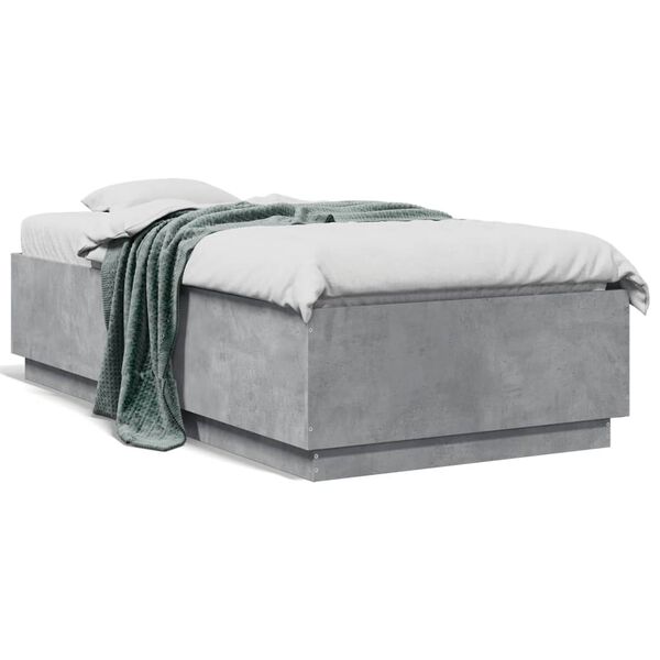 vidaXL Bed Frame without Mattress Concrete Grey 75x190 cm Small Single