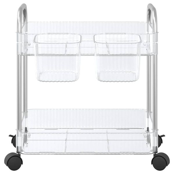 vidaXL Storage Trolley 2-Tier Transparent 37x28x43.5 cm Acrylic