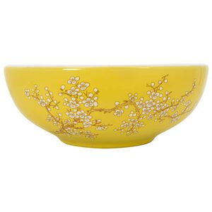 vidaXL Countertop Basin White and Yellow Round &Phi;41x14 cm Ceramic