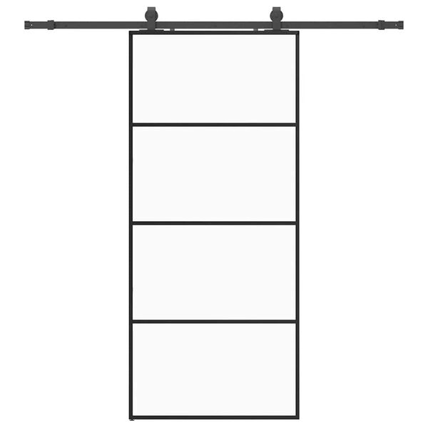 vidaXL Sliding Door with Hardware Set Black 90x205 cm ESG Glass