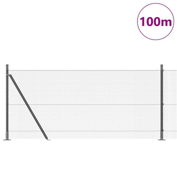 vidaXL Fence Post Grey 100 x 1 m (16 x 16 mm mesh) Steel and PVC