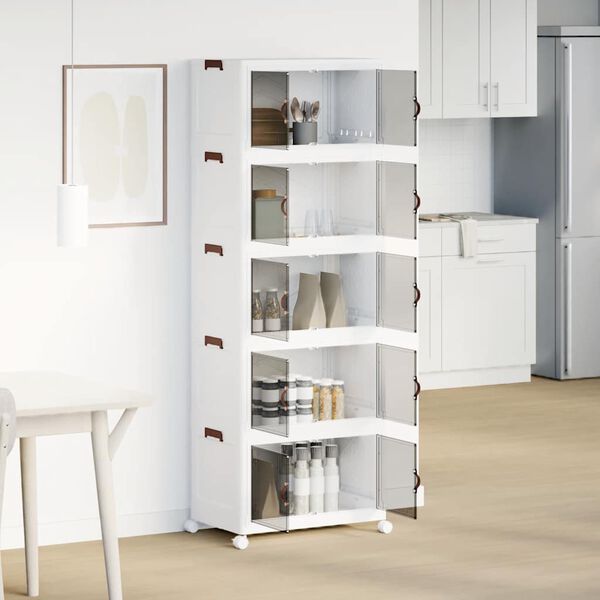 vidaXL Stackable Storage Box with Wheels 5-Tier 75 L 64x40x179 cm