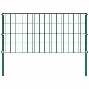 vidaXL Fence Panel with Posts Iron 176,5x80 cm Green