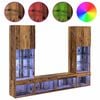 vidaXL TV Wall Units with LED with LED 5 pcs Old wood Engineered Wood