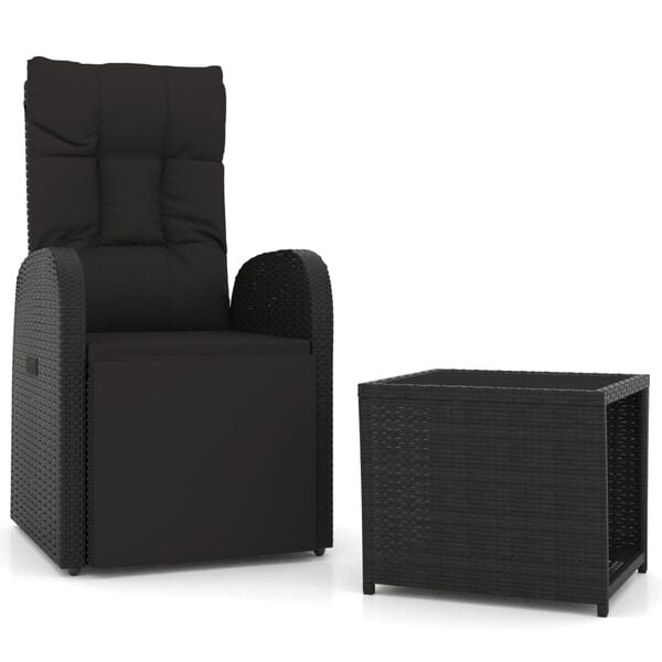 vidaXL 2 Piece Garden Lounge Set Black Poly Rattan&Steel