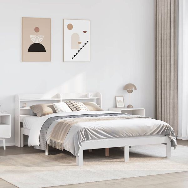 vidaXL Bed Frame with Headboard without Mattress White 160x200 cm