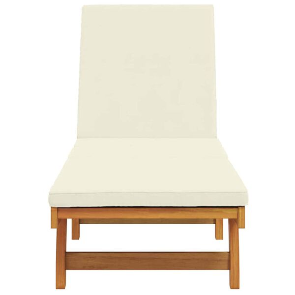 vidaXL Sun Lounger Brown and Cream 199 x 63 x 85 cm Solid Acacia Wood