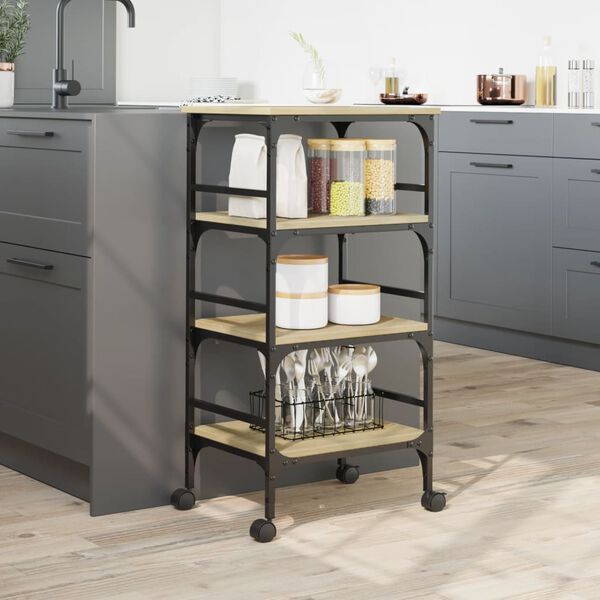 vidaXL Kitchen Trolley Sonoma Oak 45x35x89.5 cm Engineered Wood
