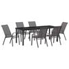 vidaXL Garden Dining Set 7 pcs Grey and Black Powder-coated Steel