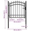 vidaXL Fence Gate with Spikes Steel 103x97 cm Black