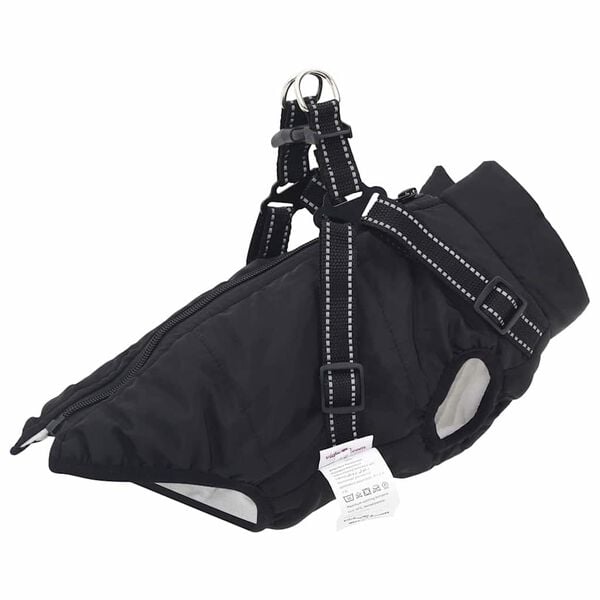vidaXL Dog Coat with Harness Black M Fleece and Polyester