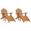 vidaXL Garden Adirondack Chairs with Footrests 2 pcs Solid Wood Teak