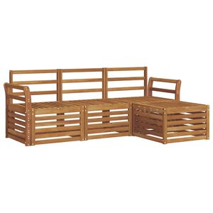vidaXL Outdoor Sofa Set 4 pcs 4-Seaters Natural Solid Acacia Wood