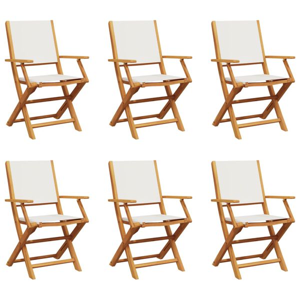 vidaXL Folding Garden Chairs 6 pcs Cream White Fabric and Solid Wood