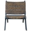 vidaXL Relaxing Chair Grey Natural Kubu Rattan and Solid Mahogany Wood