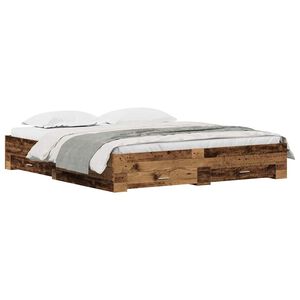 vidaXL Bed Frame with Drawer Old Wood 180 x 200 cm Engineered Wood