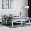 vidaXL Metal Bed Frame without Mattress with Headboard White 140x190cm