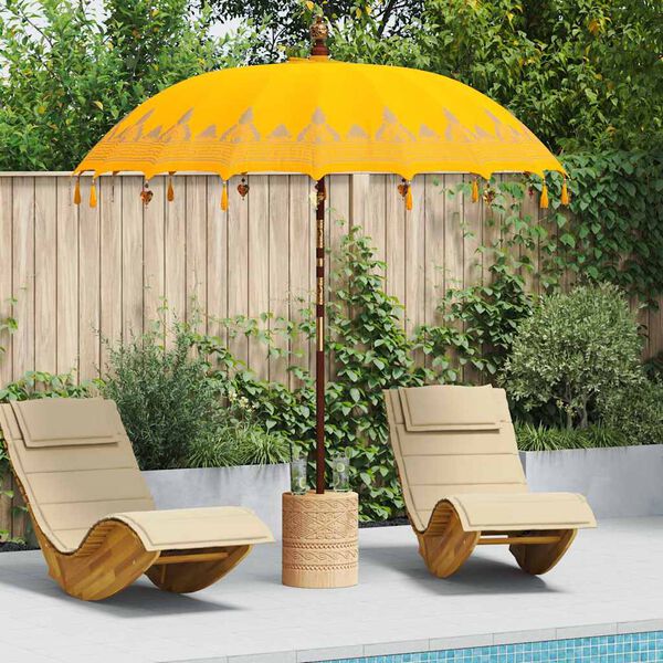vidaXL Balinese Parasol Yellow 215 x 215 x 260 cm Cotton and Wood