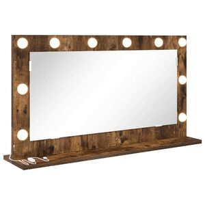 vidaXL Vanity Mirror with LED Strip Lights Smoked Oak 80 x 45 x 18 cm