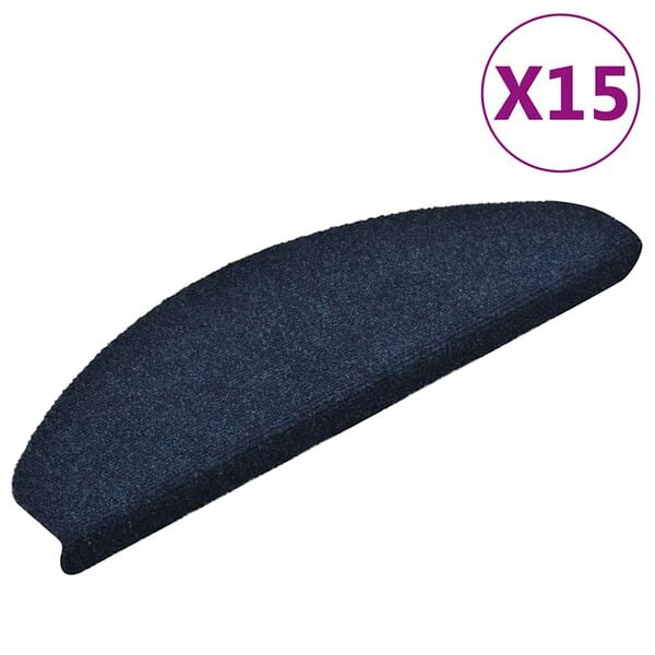 vidaXL Stair Mats Self-adhesive 15 pcs 65x21x4 cm Navy Half Round Large