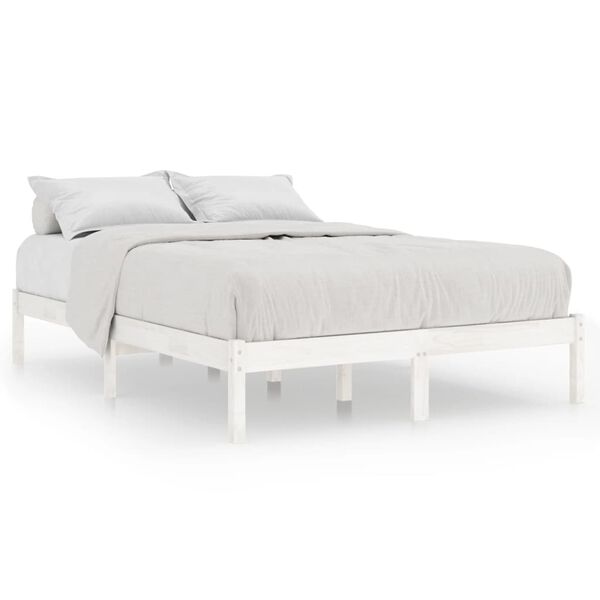 vidaXL Bed Frame without Mattress White Solid Wood Small Double