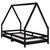 vidaXL Kids Bed Frame Black 90x190 cm Solid Wood Pine