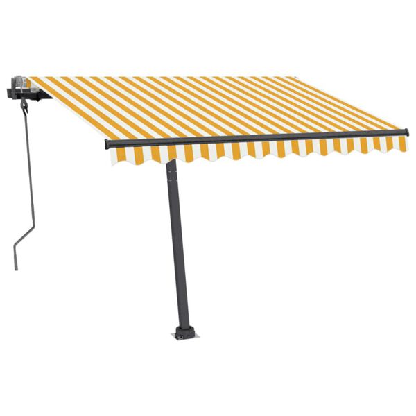 vidaXL Freestanding Manual Retractable Awning 300x250 cm Yellow/White