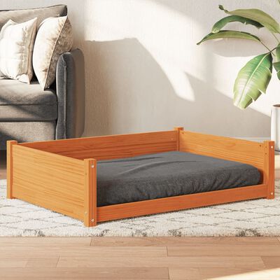 vidaXL Dog Bed Wax Brown 105.5x75.5x28 cm Solid Wood Pine