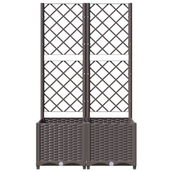 vidaXL Garden Planter with Trellis Brown 80x40x136 cm PP