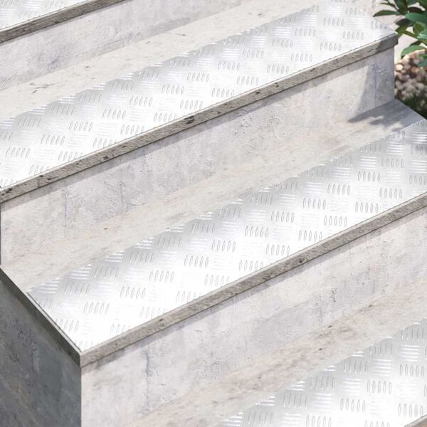 vidaXL Stair Tread Rectangular 4 pcs Silver 100 x 20 cm Aluminium
