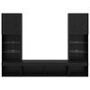 vidaXL TV Wall Units with LED with LED 5 pcs Black Oak Engineered Wood
