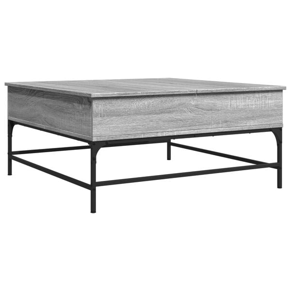 vidaXL Coffee Table Grey Sonoma 95x95x45 cm Engineered Wood and Metal