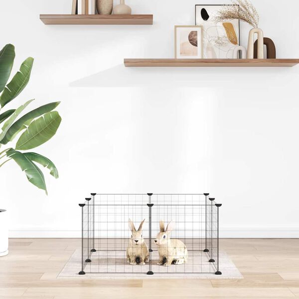 vidaXL 8-Panel Pet Cage Black 35x35 cm Steel